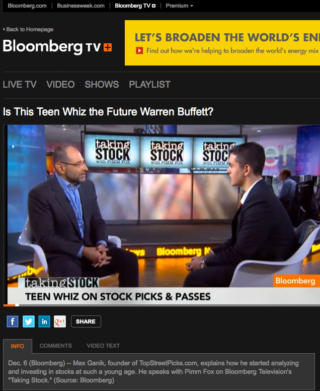 Interview with Mr. Pimm Fox on Bloomberg TV